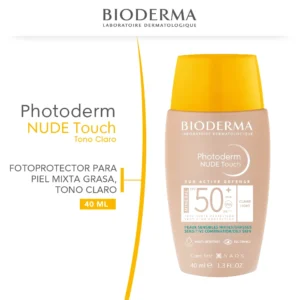 Photoderm nude 50+ para pieles mixtas y grasas. Tono Claro 40 ml